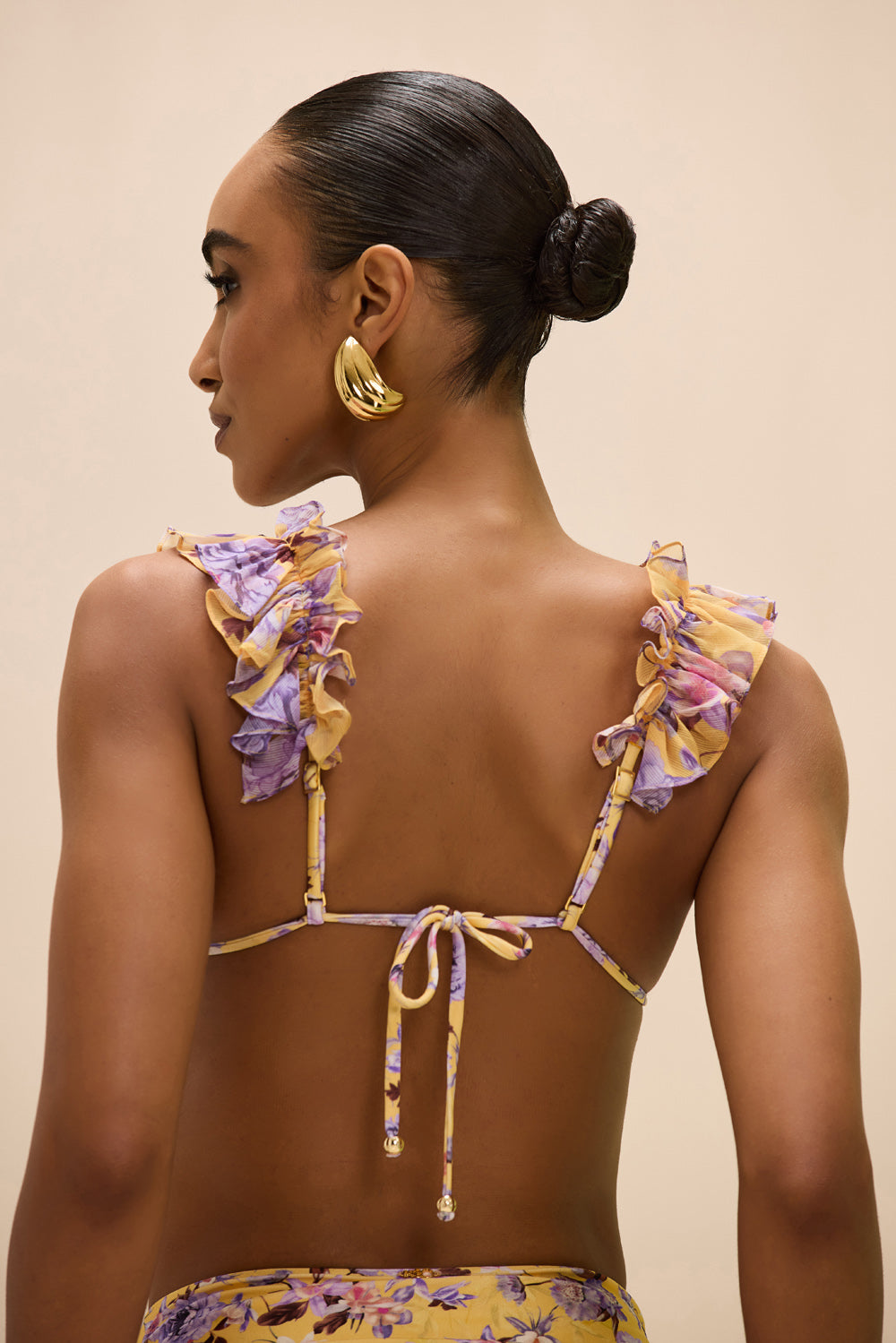 PEONY PRINT LYCRA BIKINI TOP