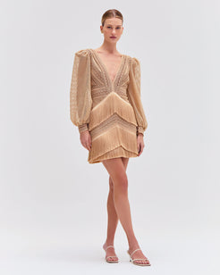 Long Sleeve Fringe Mini Dress