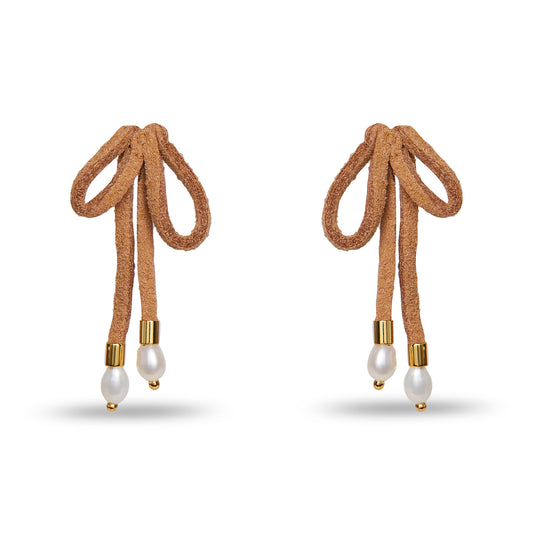 FAUX SUEDE BOW EARRINGS