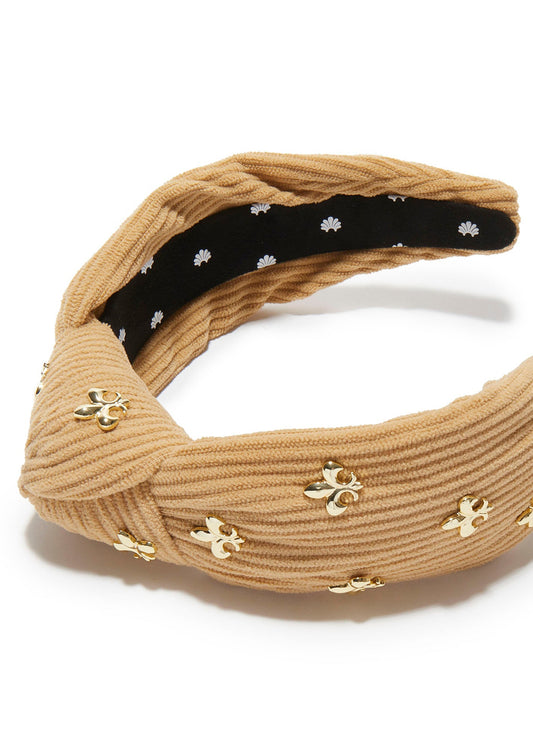 KNOTTED FLEUR DE LIS EMBELLISHED HEADBAND