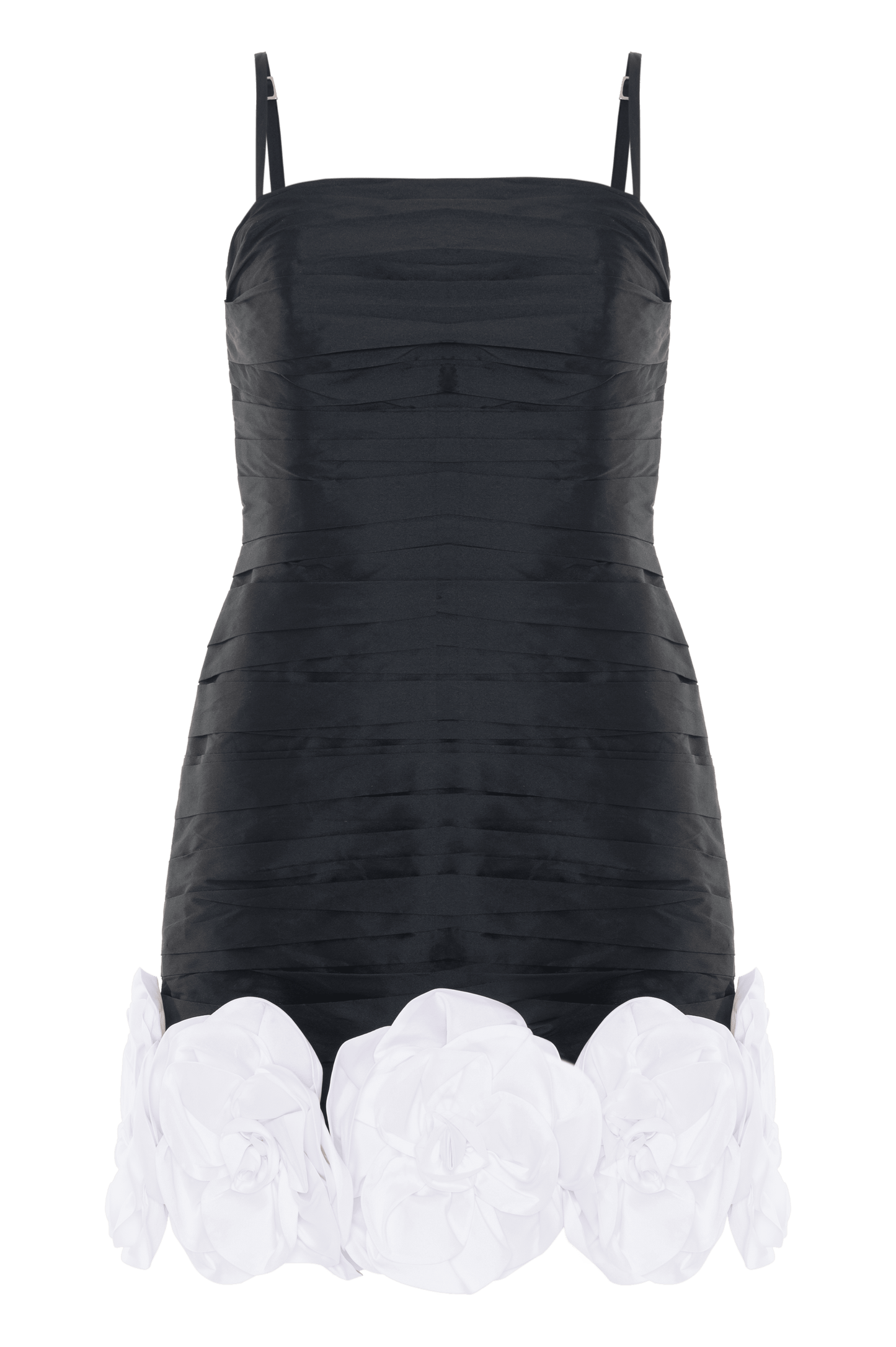 TAFFETA BLOOM DRAPED MINI DRESS