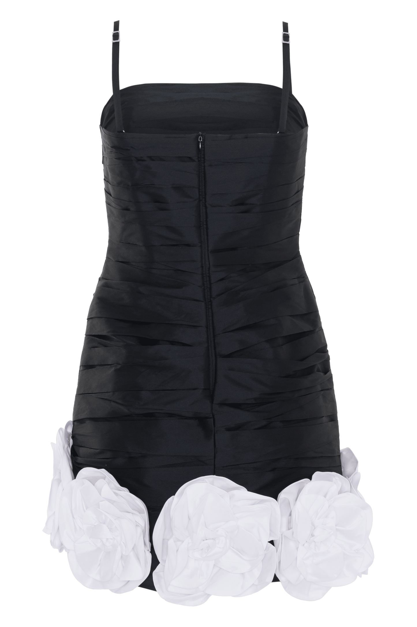 TAFFETA BLOOM DRAPED MINI DRESS