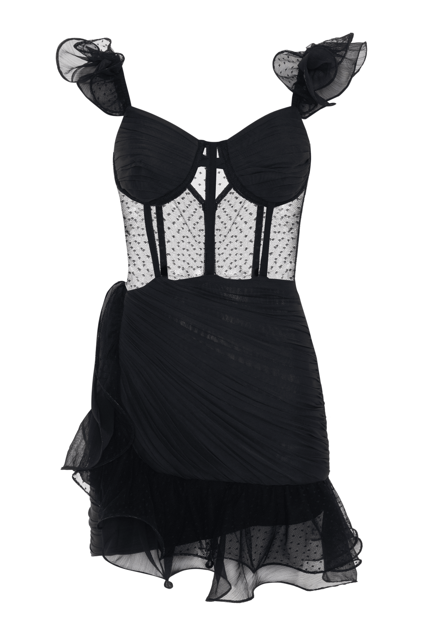 LAILA LACE FLUTTER MINI DRESS