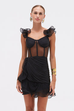 LAILA LACE FLUTTER MINI DRESS