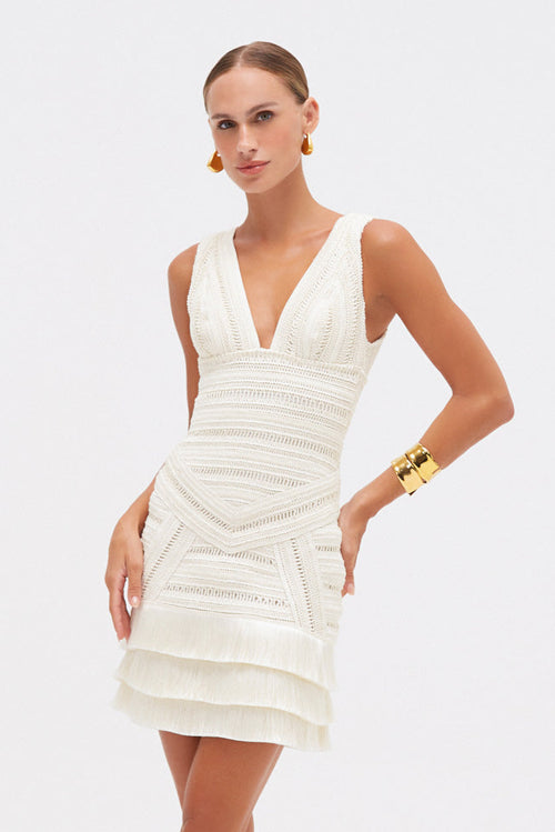 RADIANT FRINGE MINI DRESS  PatBO