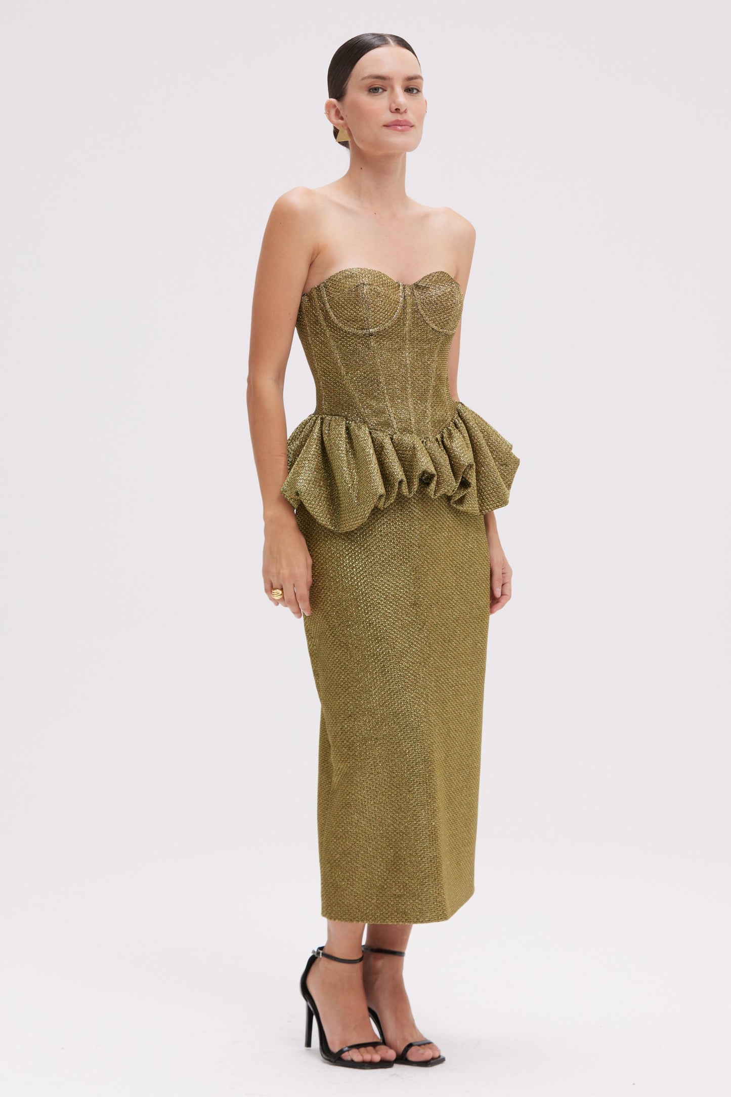 GOLDEN WEAVE PEPLUM TOP
