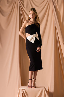GRACE KNIT ONE SHOULDER MIDI DRESS