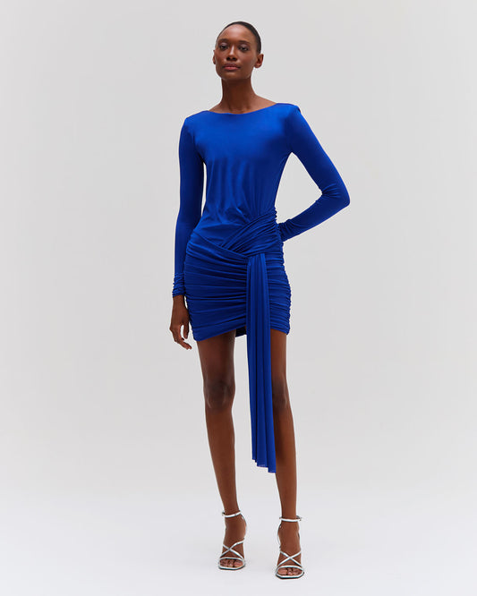 Metallic Jersey Long Sleeve Mini Dress