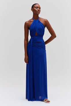 Metallic Jersey Halterneck Maxi Dress
