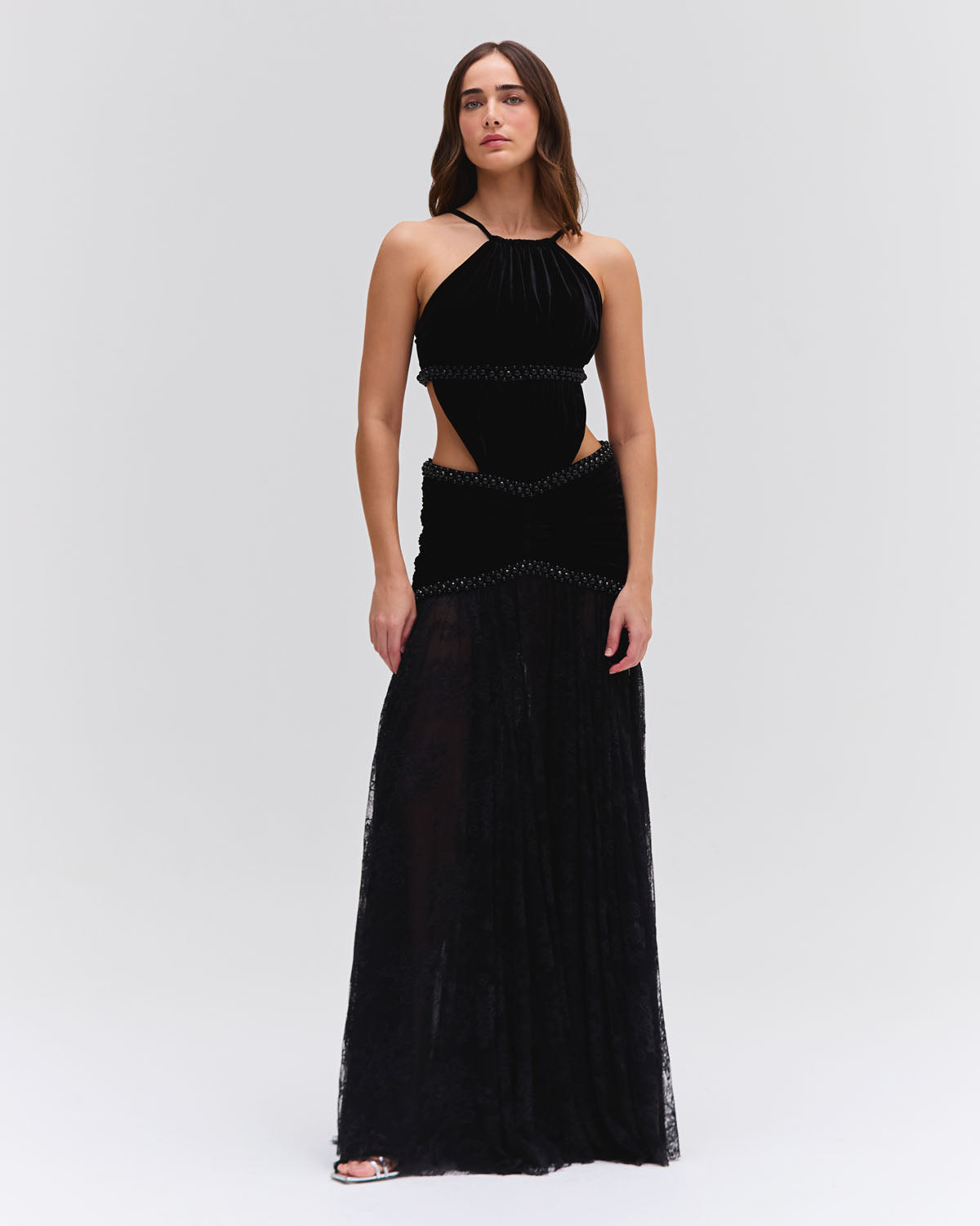 High Neck Velvet and Lace Gown (RUNWAY)