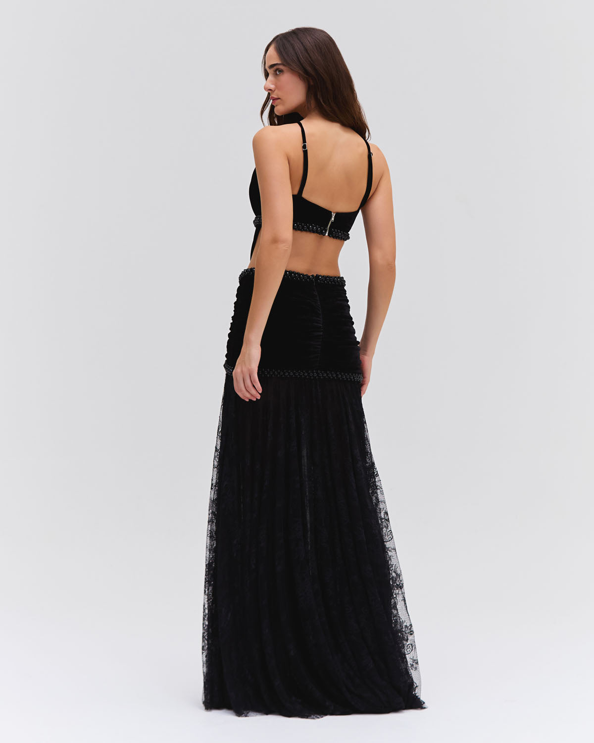 High Neck Velvet and Lace Gown (RUNWAY)