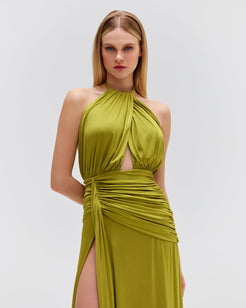 Metallic Jersey Halterneck Maxi Dress