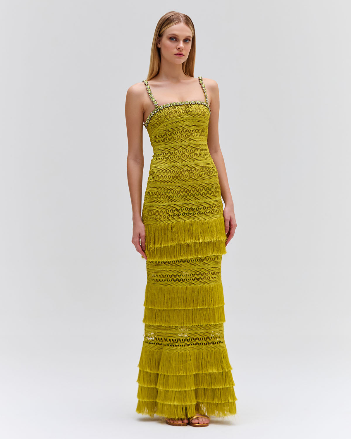 Woven Fringe Maxi Dress