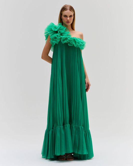 Pleated One Shoulder Gown (EXCLUSIVE)