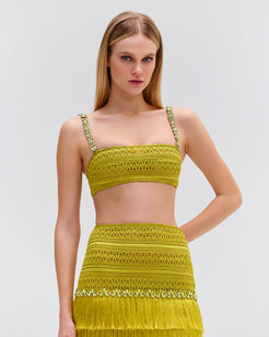 Beaded Woven Cropped Top