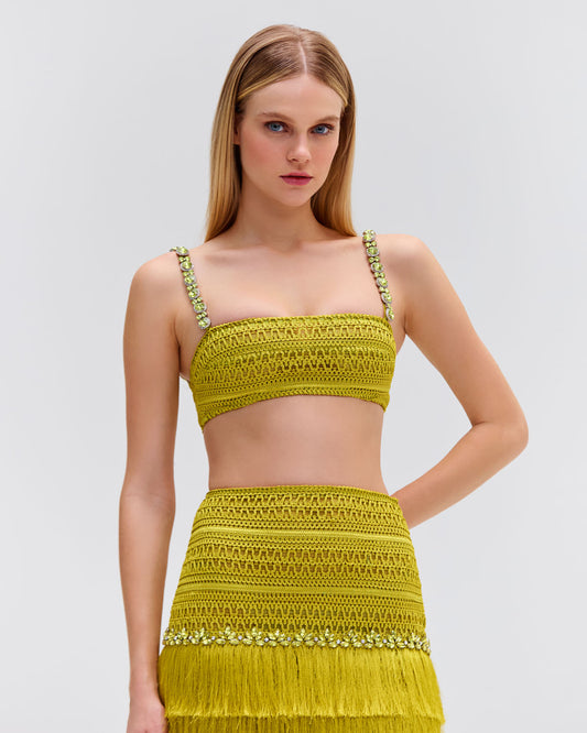 Beaded Woven Cropped Top (FINAL SALE)