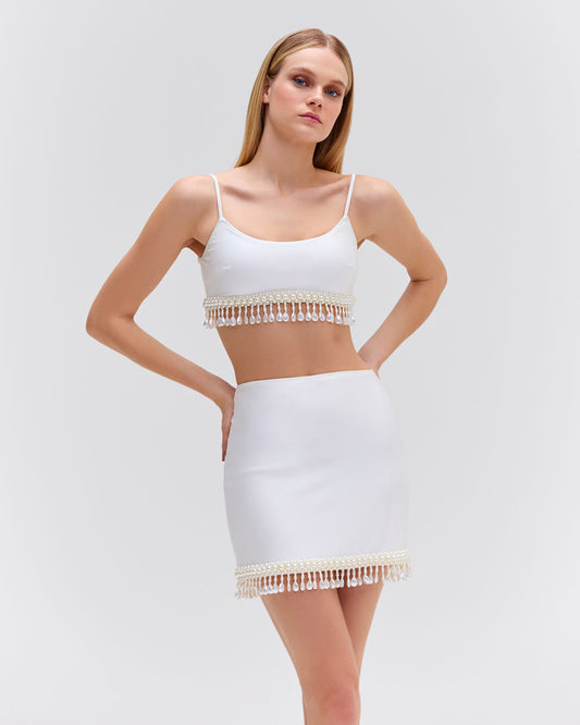 HAND-BEADED MINI SKIRT
