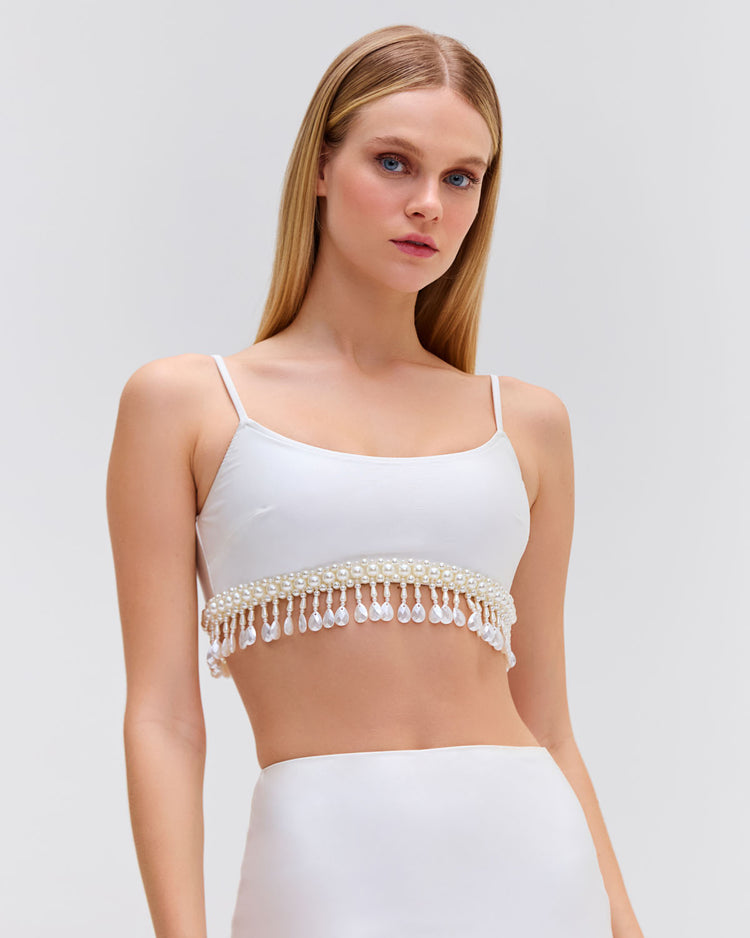 Hand-Beaded Cropped Top