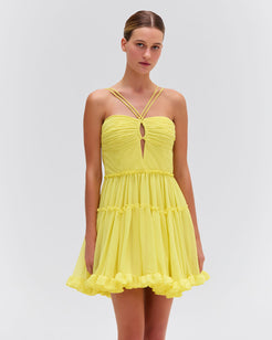 Pleated Chiffon Mini Dress