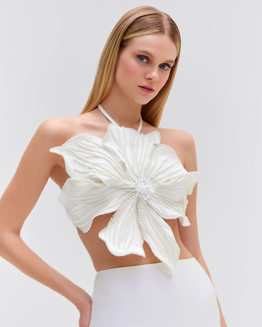 HAND-BEADED FLOWER TOP