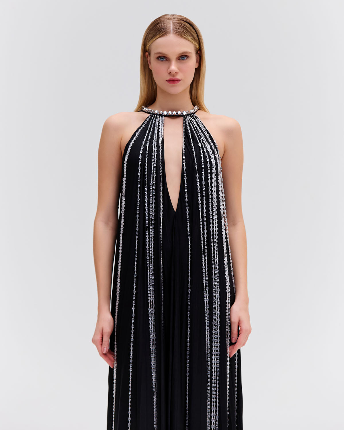 Moonlight Crystal Beaded Maxi Dress (RUNWAY)