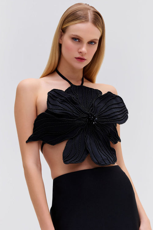 HAND-BEADED FLOWER TOP