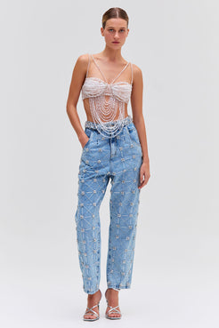 Hand-Beaded High-Waisted Jean