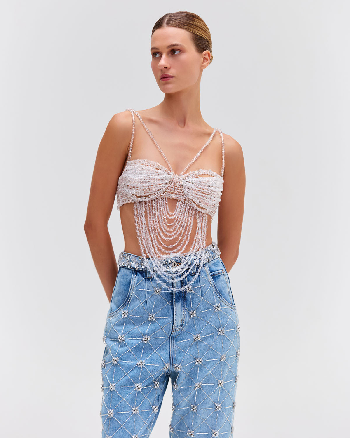 Hand-Beaded High-Waisted Jean