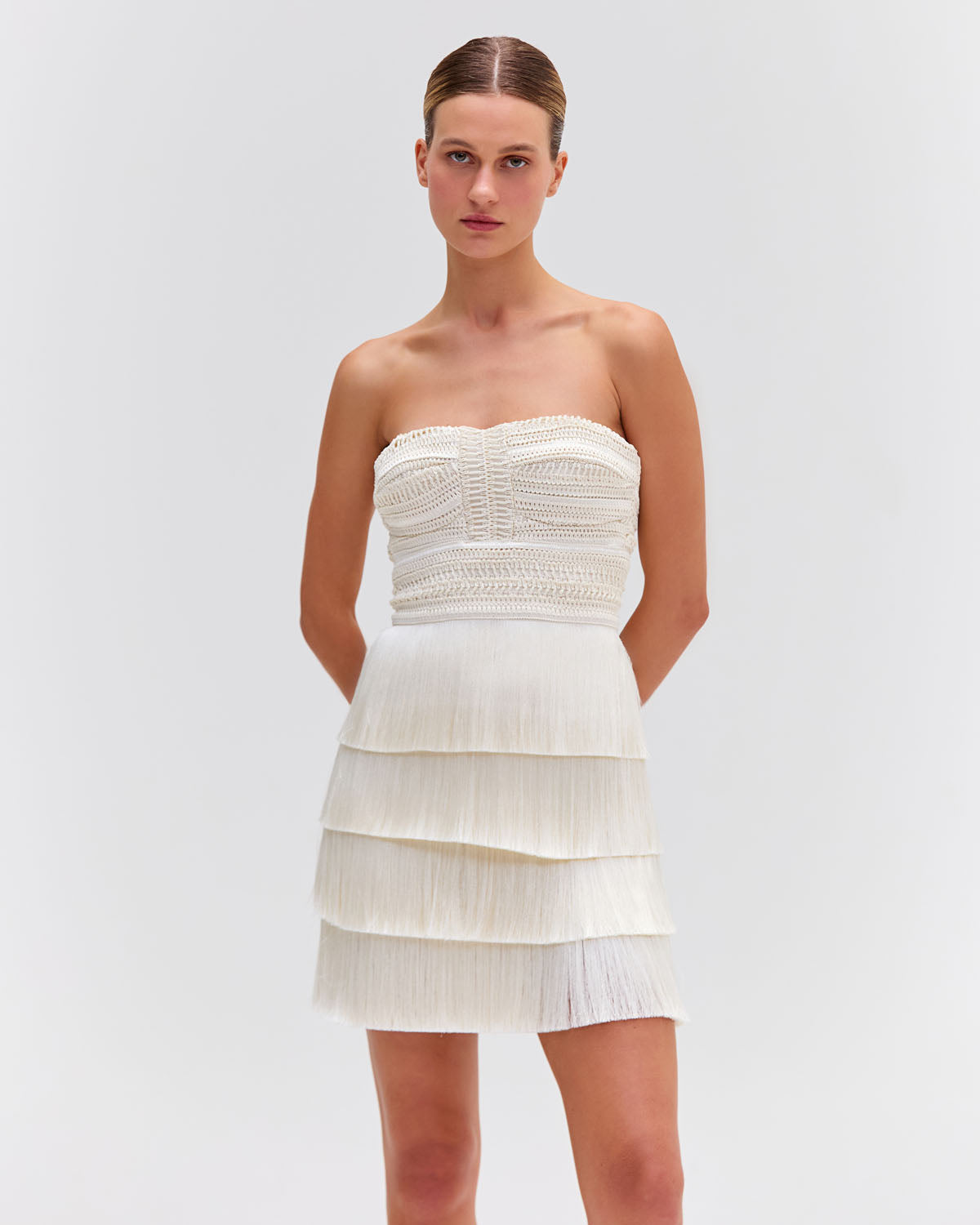 Strapless Fringe Mini Dress