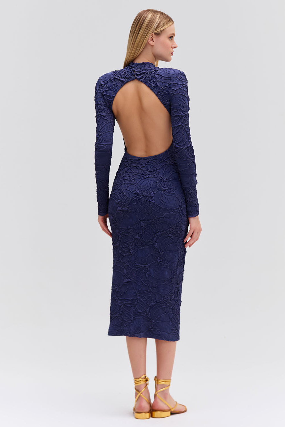 Chain Embellished Jacquard Midi Dress PatBO Chain Embellished Jacquard Midi Dress PatBO