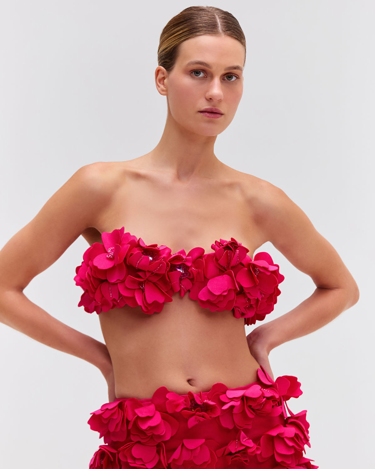 Hand-Embroidered 3D Flower Top