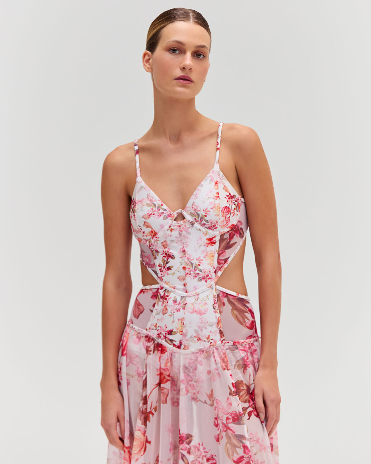 Floral Haze Bustier Beach Dress