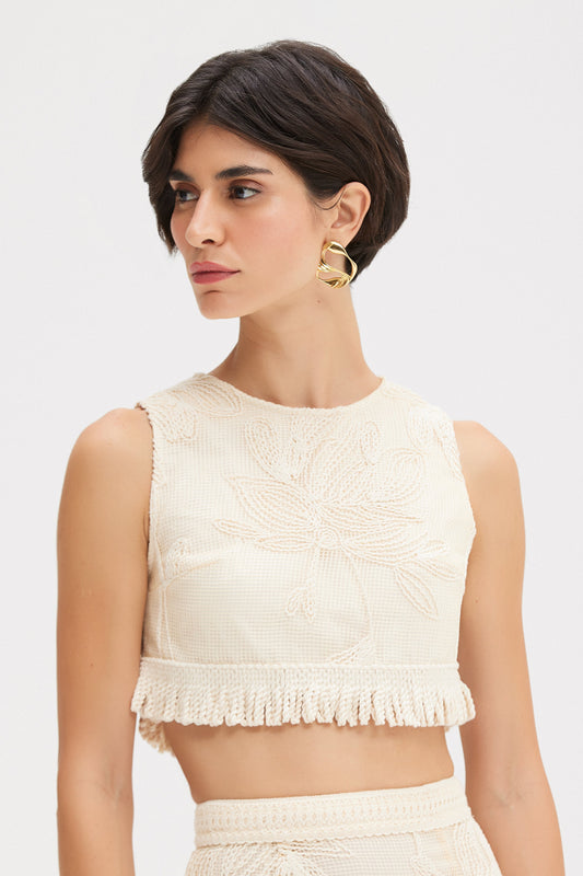 JOY LACE FRINGE TOP