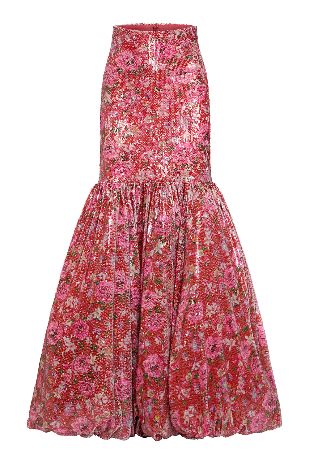 PEONY SEQUIN PRINTED MAXI SKIRT (RUNWAY)