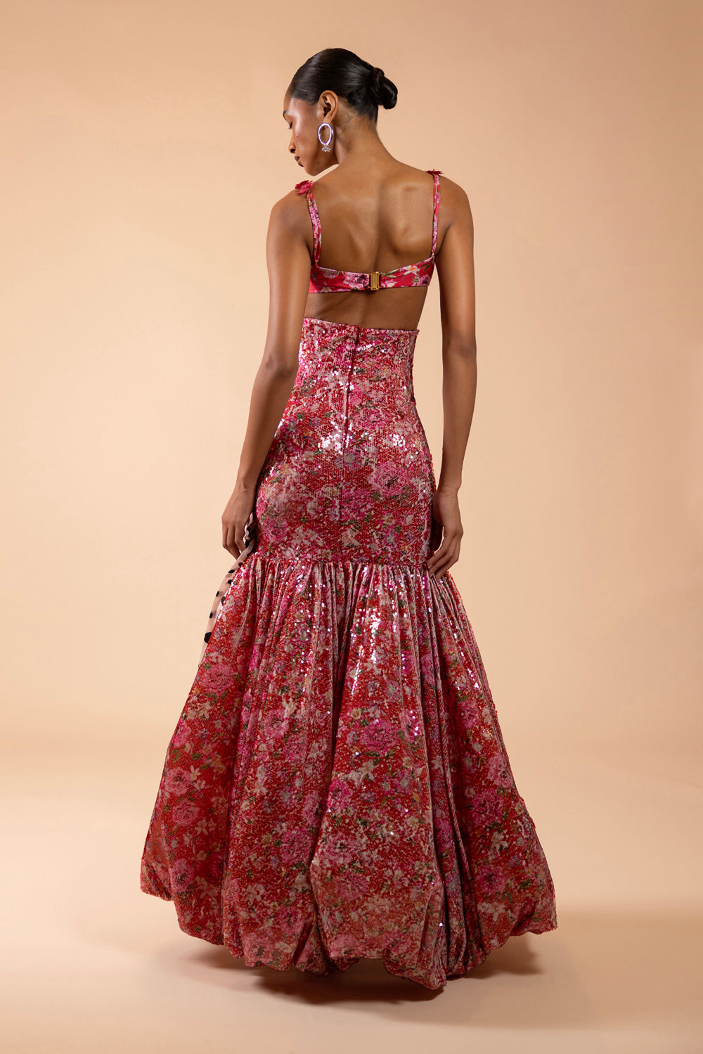 PEONY SEQUIN PRINTED MAXI SKIRT (RUNWAY)