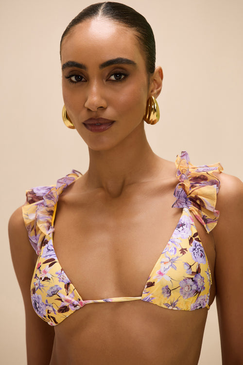 PEONY PRINT LYCRA BIKINI TOP