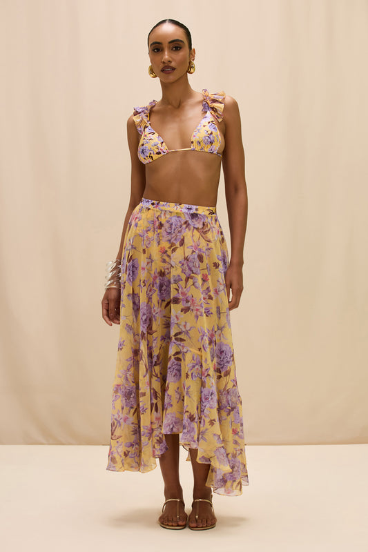 PEONY PRINT LYCRA MAXI SKIRT