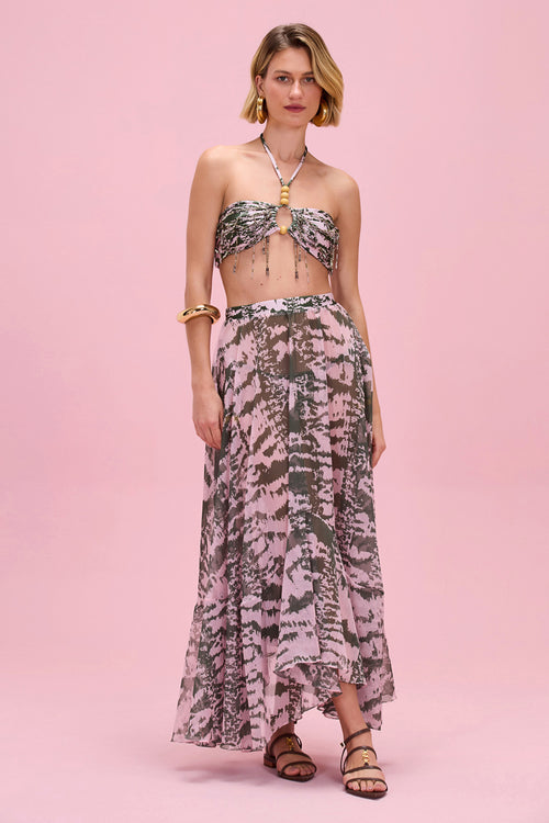 BOTANIC STRIPE BEADED BIKINI TOP