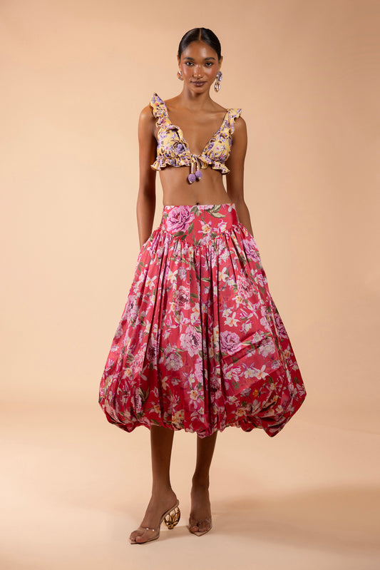 PEONY DOTS MIDI SKIRT (RUNWAY)