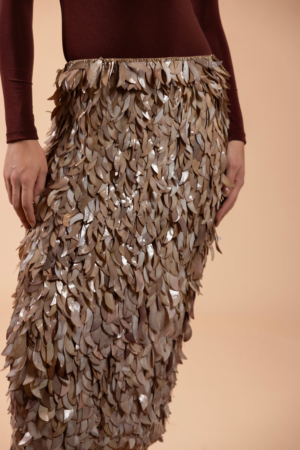 TULLE BRONZE MIDI SKIRT (RUNWAY)