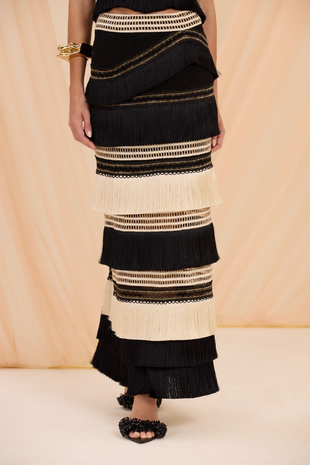 RITA FRINGE MIDI SKIRT