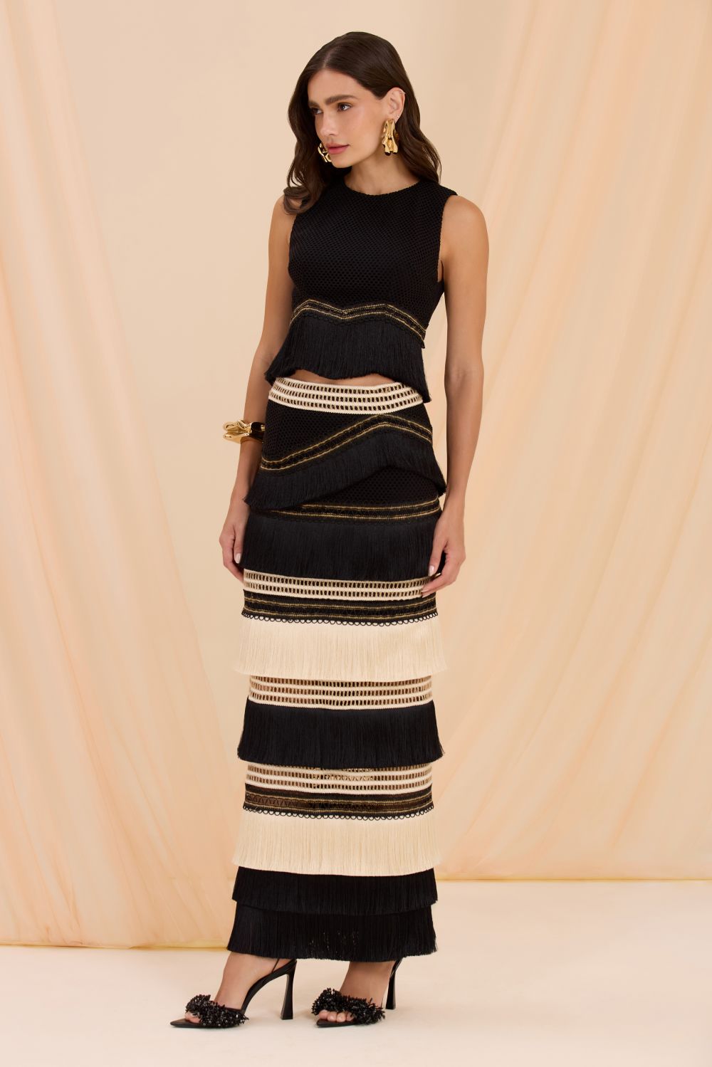 RITA FRINGE MIDI SKIRT