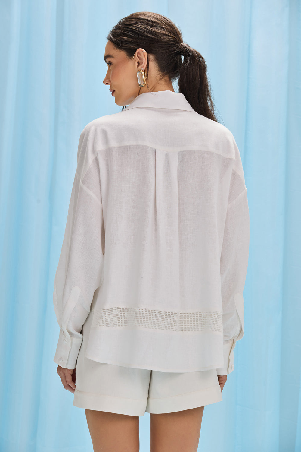 ACQUAMIST LINEN EMBROIDERED SHIRT