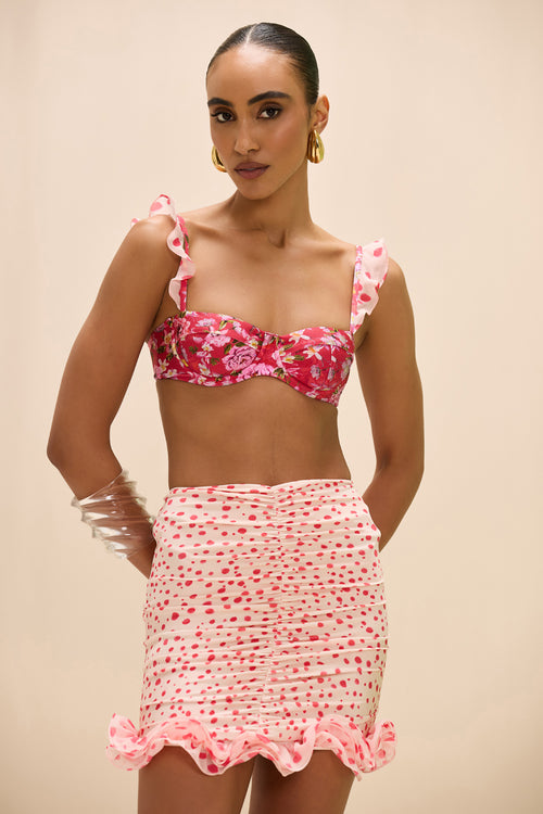 PEONY PRINT LYCRA SHORT COVERUP