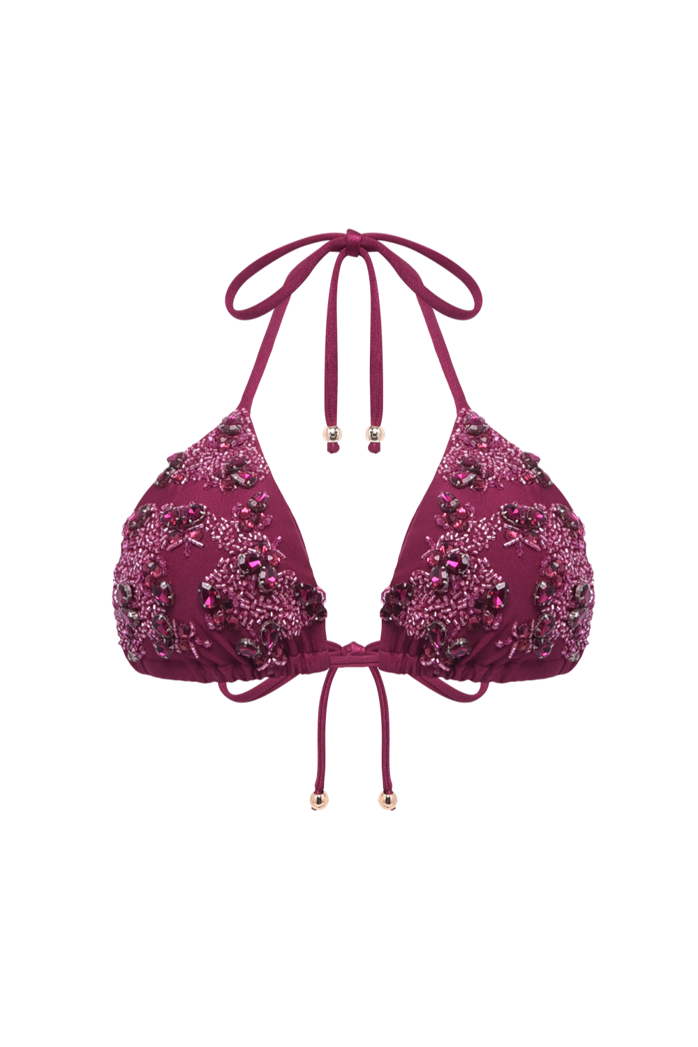 PETAL SHEEN BEADED BIKINI TOP