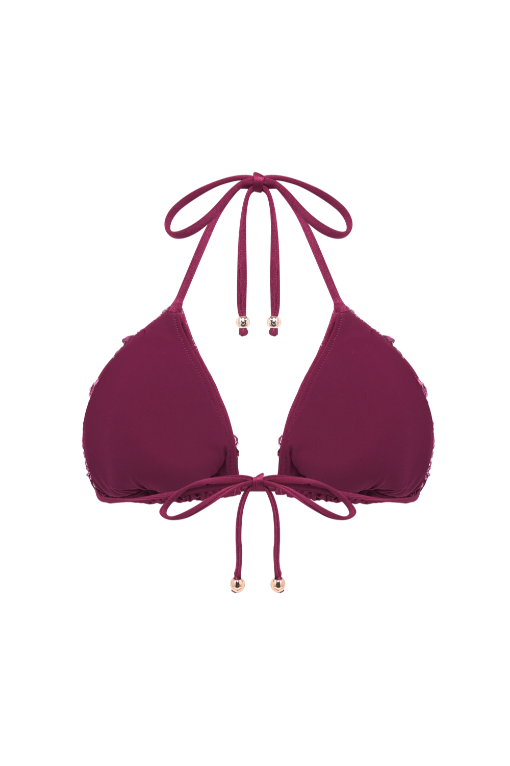 PETAL SHEEN BEADED BIKINI TOP