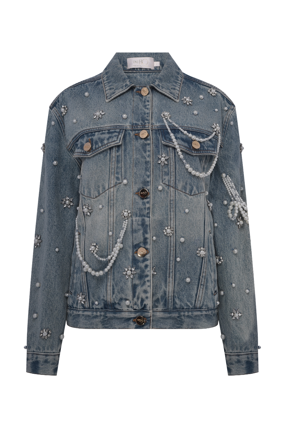 CRYSTAL DENIM EMBROIDERED JACKET