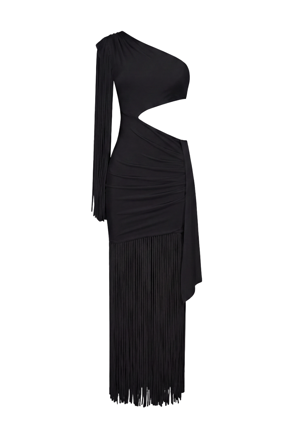 LYRIA JERSEY FRINGE CUT OUT DRESS