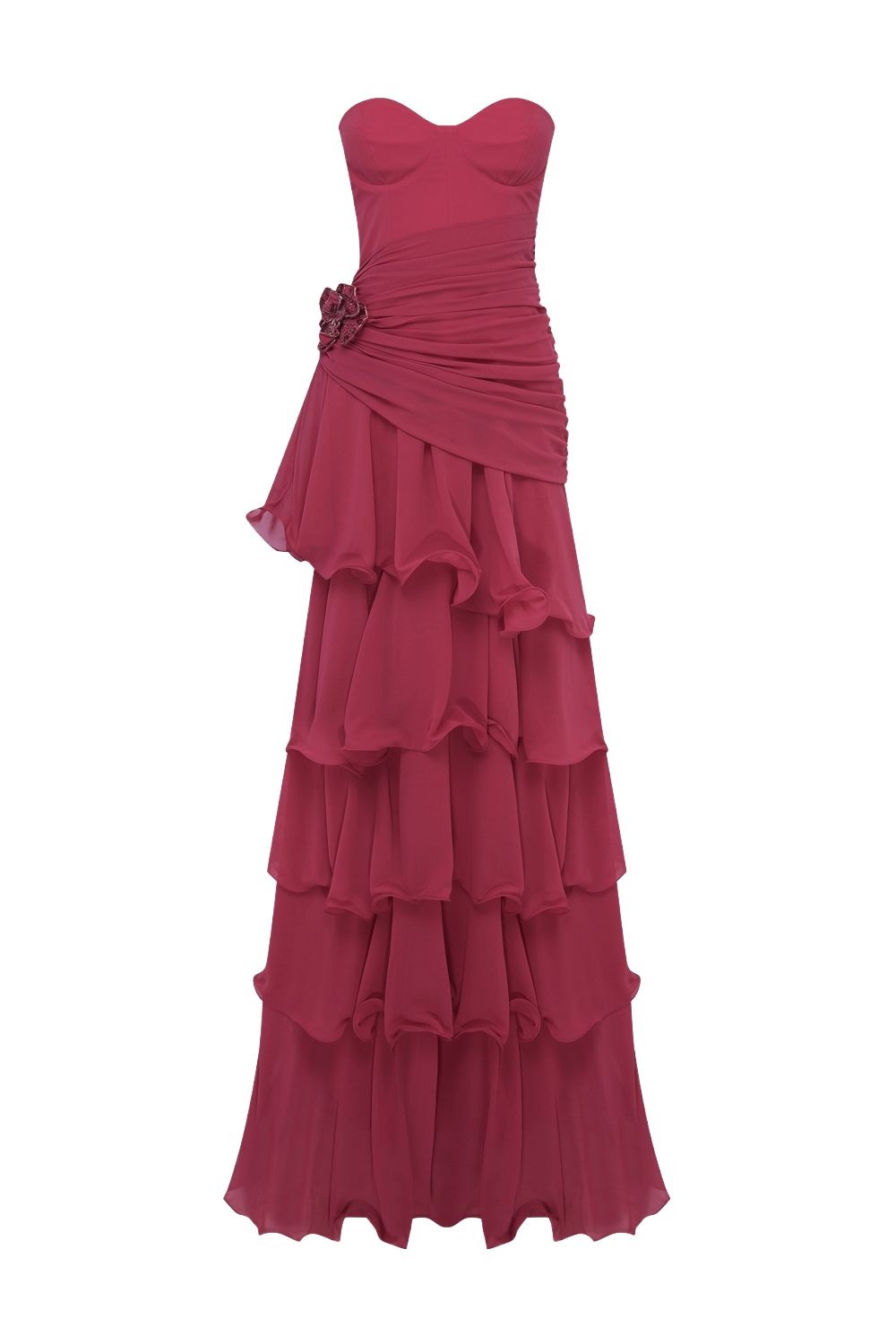 FLORAL CHIFFON CORSET GOWN