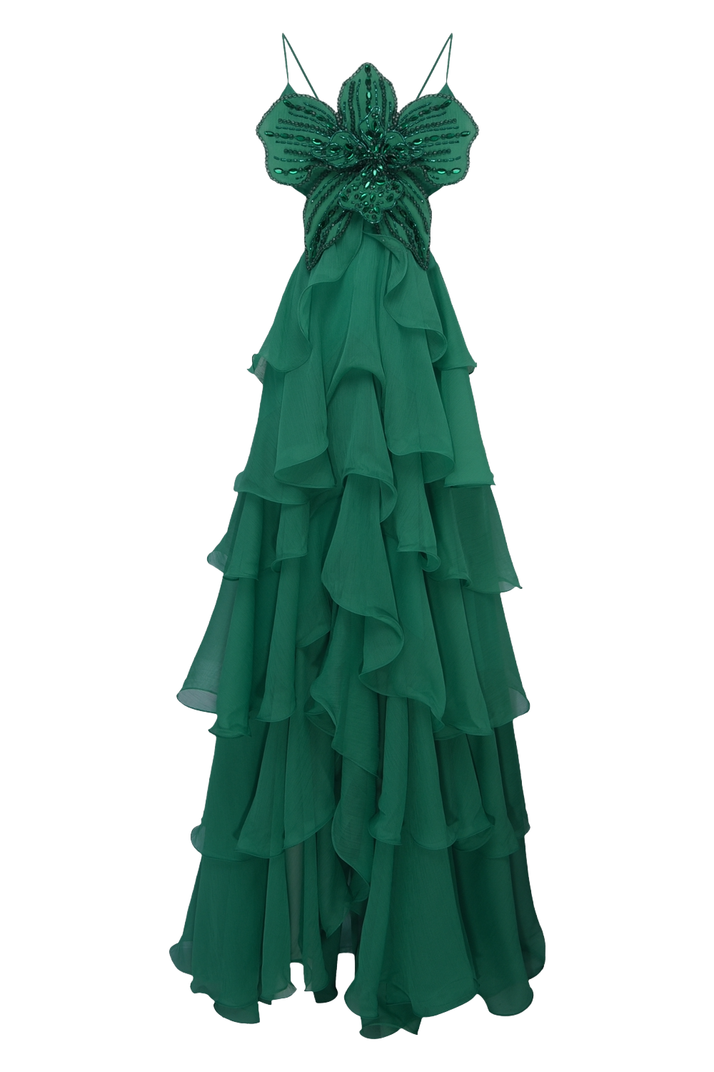 FLORAL CHIFFON EMBROIDERED GOWN